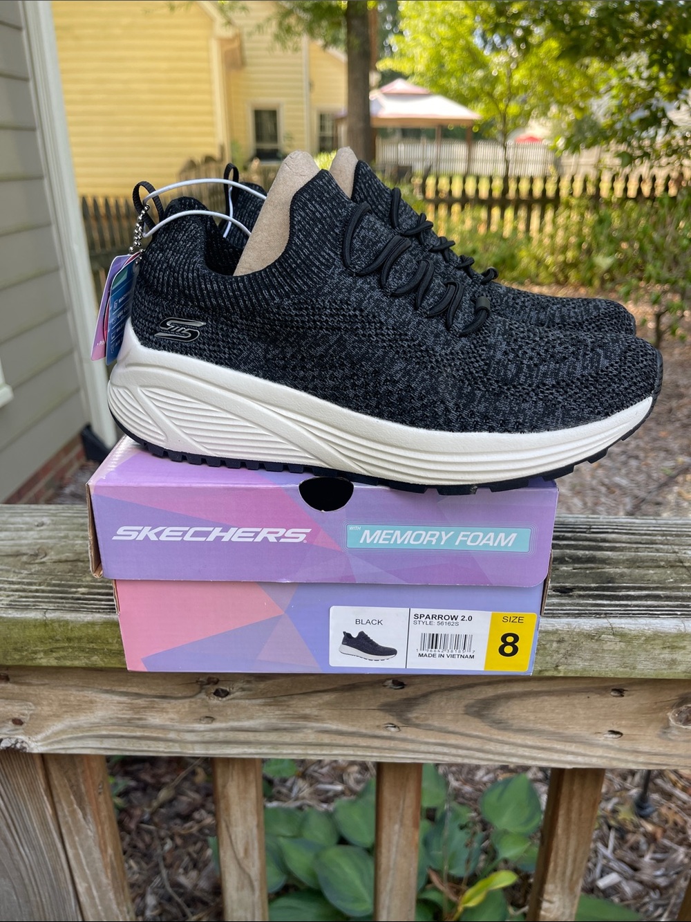 Skechers Women's Charcoal Black Sparrow 2.0 Sneakers - Size 8-new